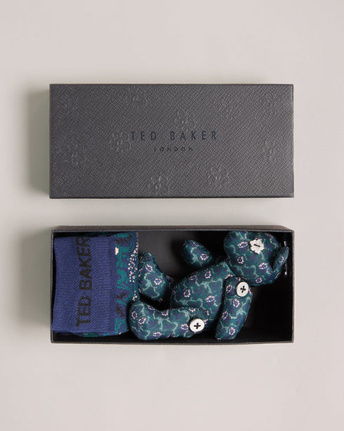 <P>Graphic Floral Sock &Amp; Teddy Gift Set</P>